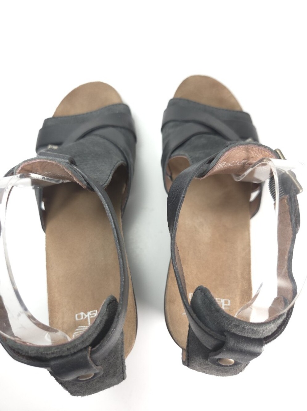 Dansko Dominique Black Leather & Suede W Cork Block Heel Sandals Sz 10.5/EU 41 - Picture 8 of 16